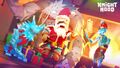 2022 Promo for Holiday Card contest, featuring Lukin dressed as Santa Claus, a Blight Hound, a Yeti, and a recolored Storm Spirit.