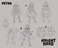 Early concept art, including a concept for Petra to wield an axe