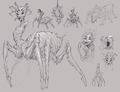 Early concept art depicting Sycorax as an arachnid-like creature